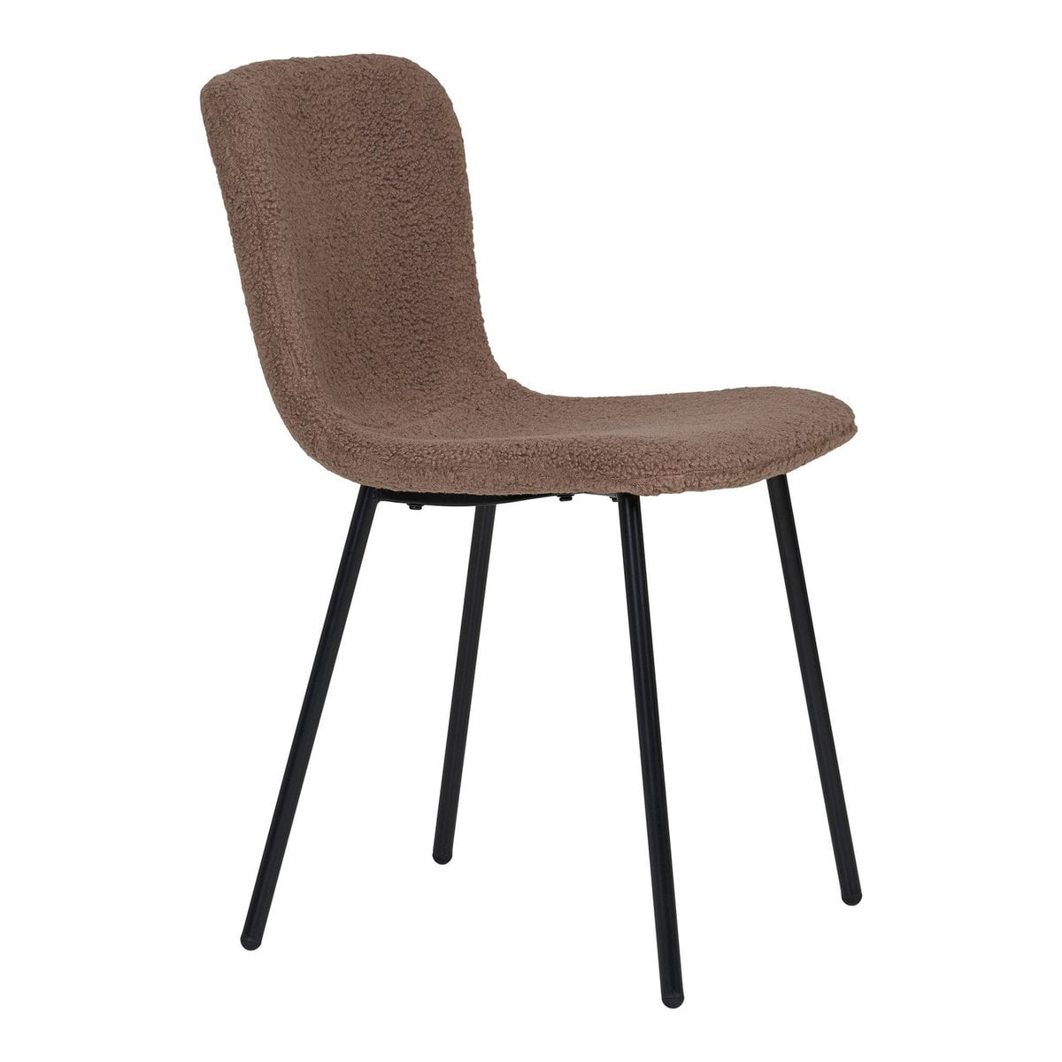 Dining Chairs Dark Brown Faux Fur - Modern Steel Leg Set, 48cm