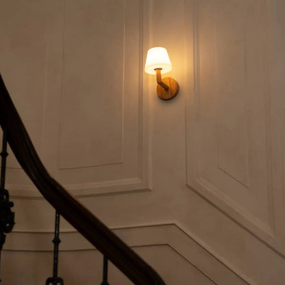 Ted Light Brown Wooden Rechargeable Wall Lamp | Cordless & Dimmable Lighting