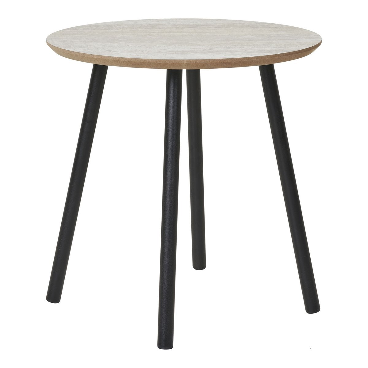 Aalst Side Table - Steel, MDF, Black, Beige - Ø40x40 cm