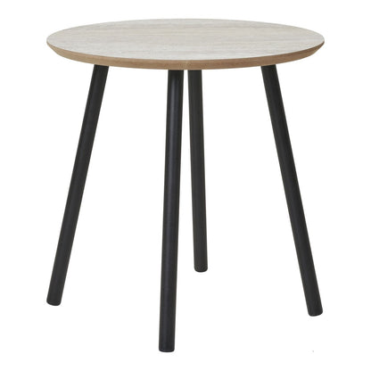 Aalst Side Table - Steel, MDF, Black, Beige - Ø40x40 cm