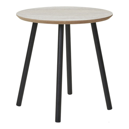 Aalst Side Table - Steel, MDF, Black, Beige - Ø40x40 cm