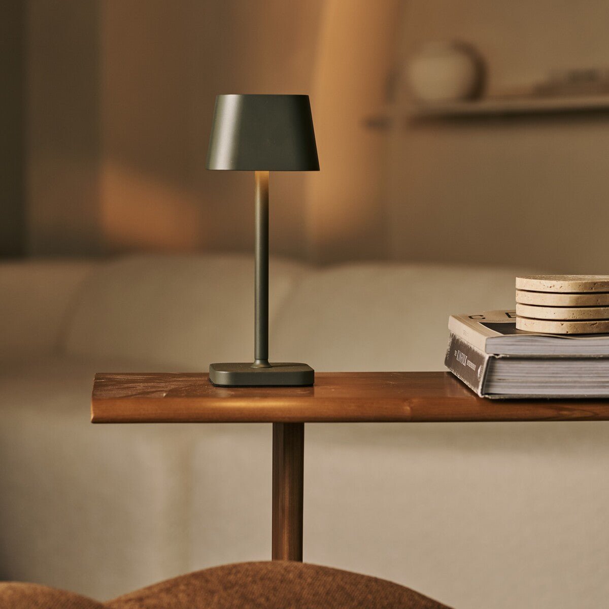 Ava Olive Green Rechargeable Table Lamp | Stylish, Cordless & Dimmable