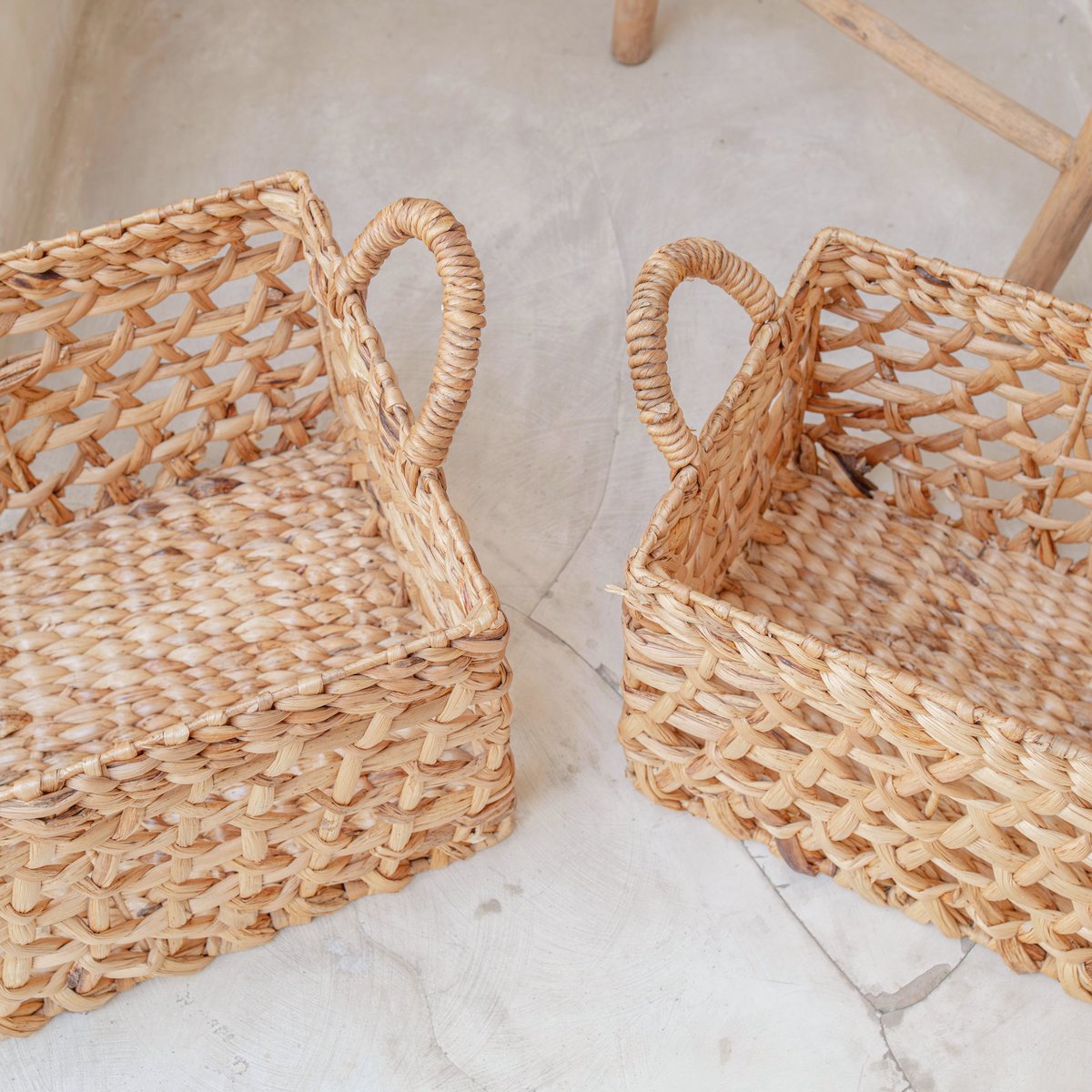 Water Hyacinth Shelf Basket – Hand Woven Rectangular Storage, 2 Sizes