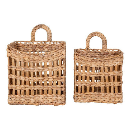 Water Hyacinth Hanging Baskets - Natural Bohemian Style, Set of 2