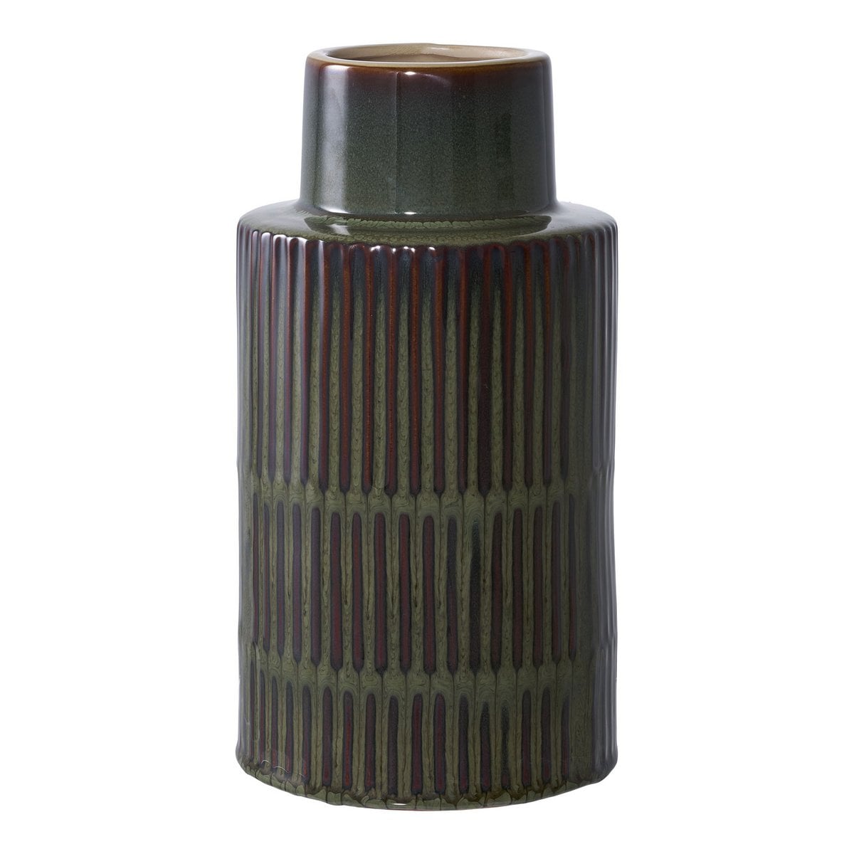 Ceramic Vase - Green and Brown Decorative Vase, ø16x30 cm