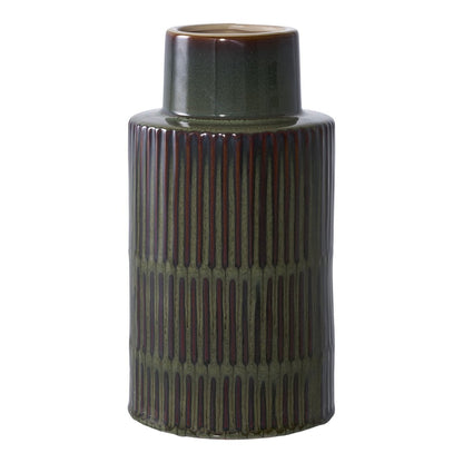 Ceramic Vase - Green and Brown Decorative Vase, ø16x30 cm