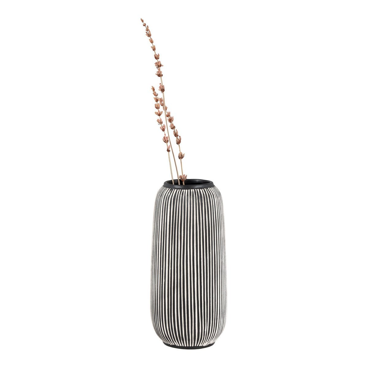 Limestone Vase - Black and White Striped - 9.5x20 cm