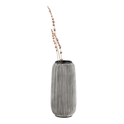 Limestone Vase - Black and White Striped - 9.5x20 cm