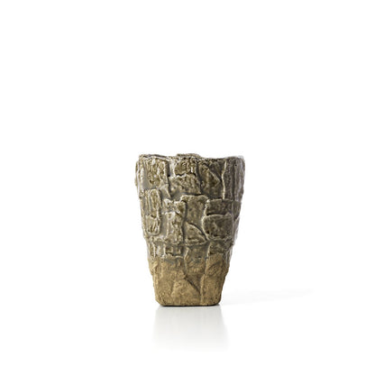 Stone Vase - Rock Texture Grey Stoneware - Small Size
