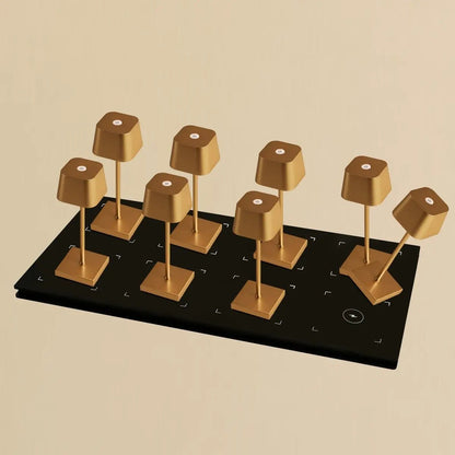 Combi Set Professional | 8 x Sarphati Mini Gold Rechargeable Table Lamps & 1 x Central Station Charging Station