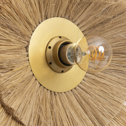 Natural Grass Wall Lamp - Gold Frame Double Light Design - Medium