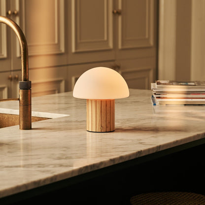 Siebe Light Brown Rechargeable Table Lamp | Dimmable, Modular Lampshade & 3 Light Colors
