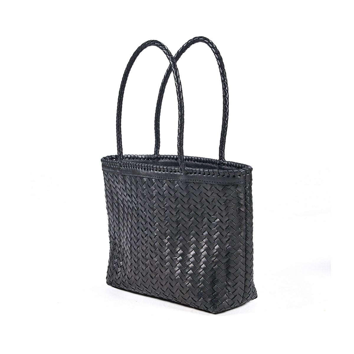 Leather Shopper Bag - Black Everyday Tote for Work & Weekend