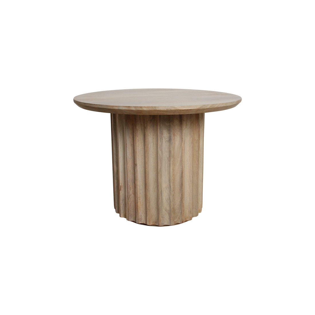 Mango Wood Side Table - Natural Bullnose Design, 55 cm
