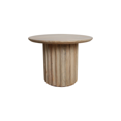 Mango Wood Side Table - Natural Bullnose Design, 55 cm