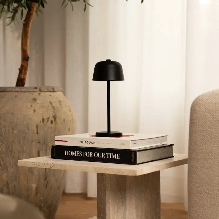 Rechargeable Table Lamp - Black Cordless Lamp with Dimmer
