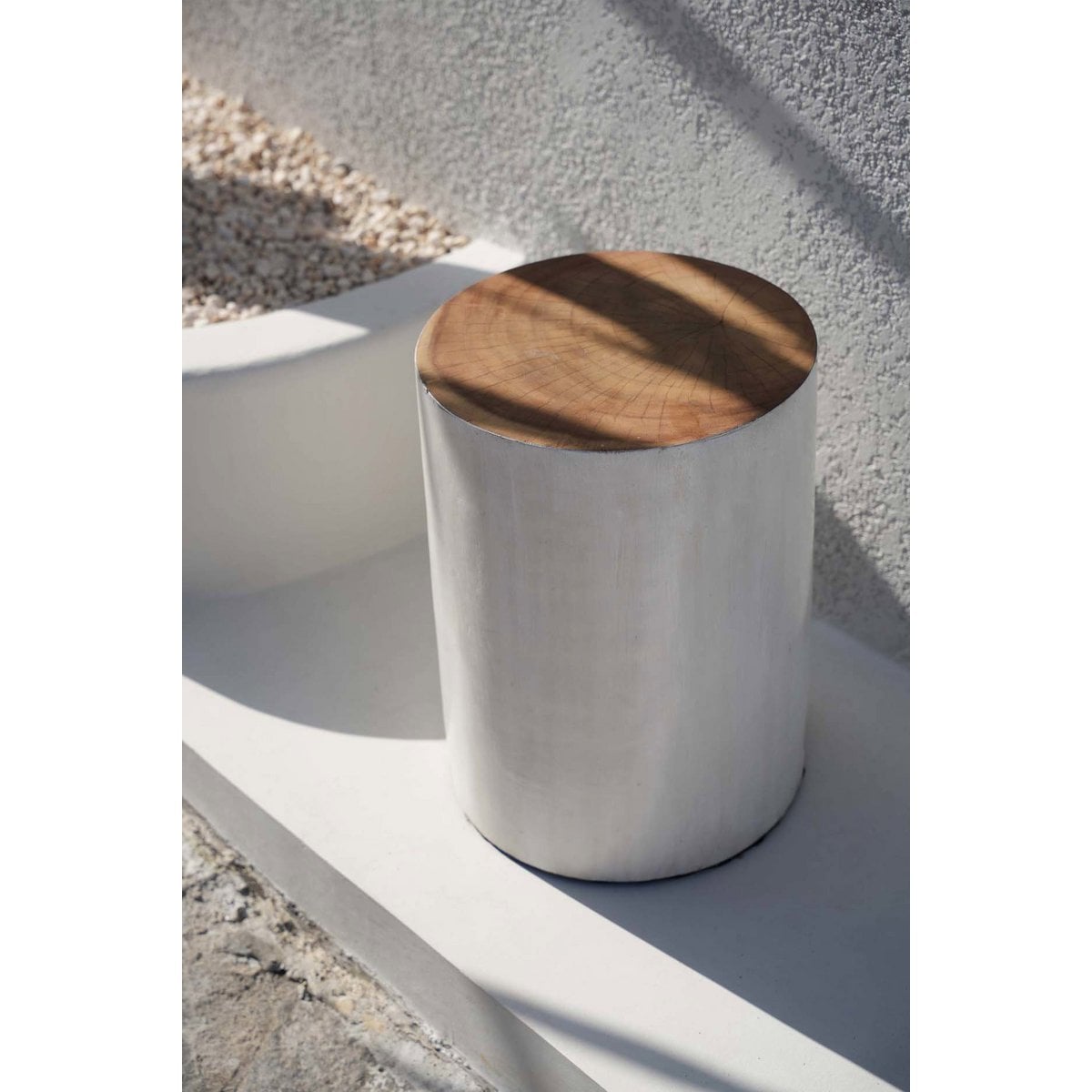 Munggur Wood Stool - Natural White Accent Stool or Table