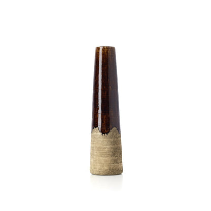 Concrete Stoneware Cone Vase - Modern Accent Decor - Medium, Brown