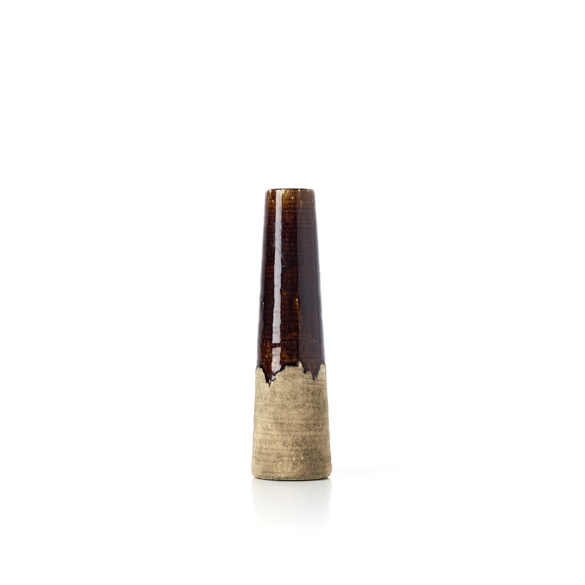 Ceramic Cone Vase - Concrete Brown Stoneware Vase - Small