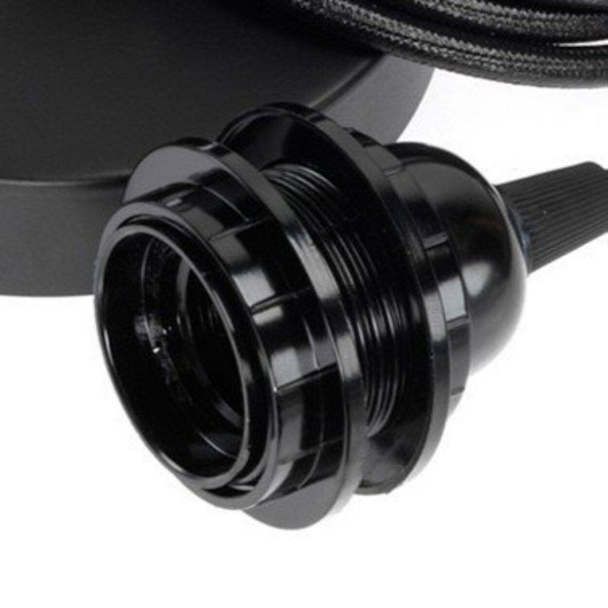Black Cotton Ceiling Lamp Fitting - E27 Socket & 2.5m Cord