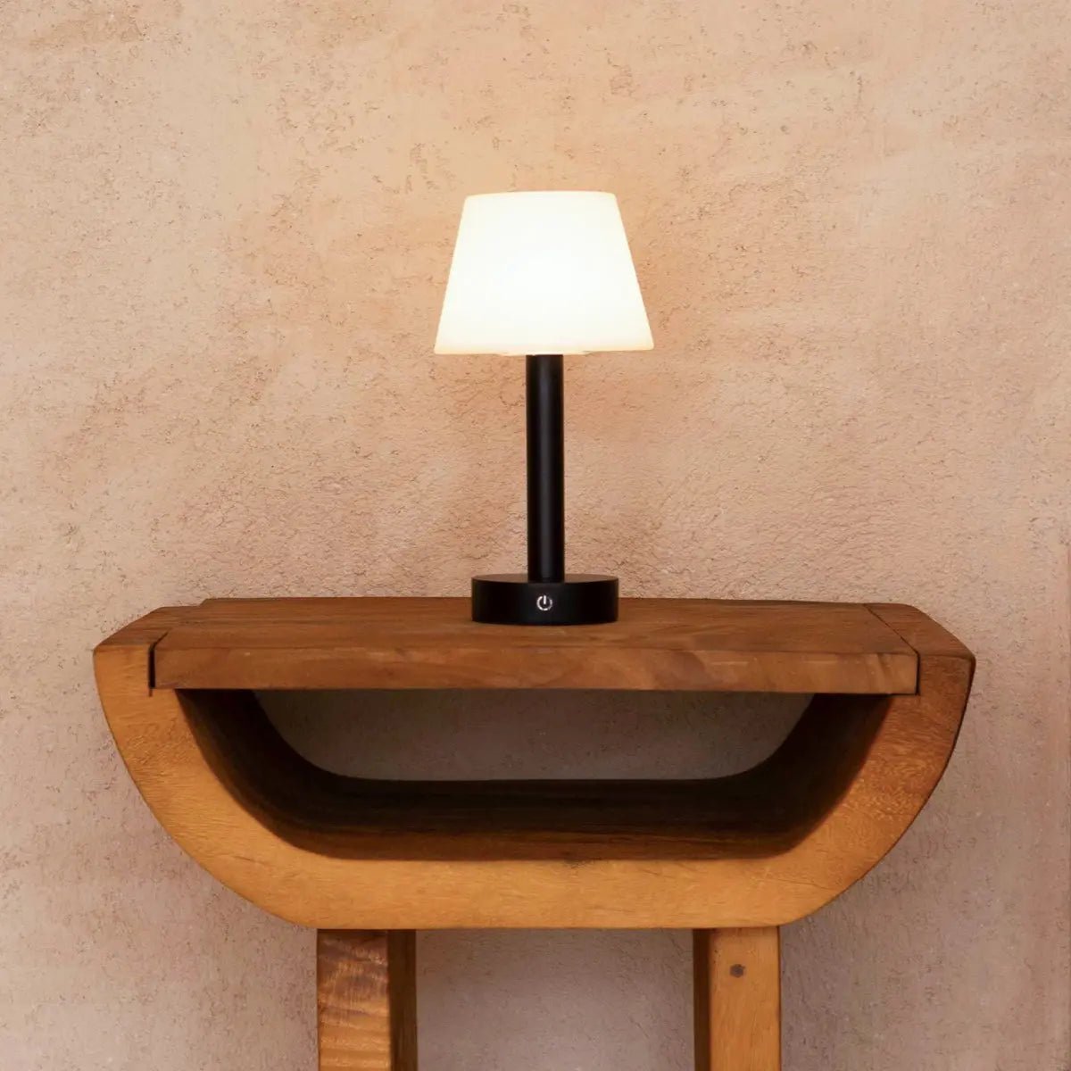 Zoë Black Wooden Rechargeable Table Lamp | Dimmable, USB-C & Up to 80 Hours of Battery Life