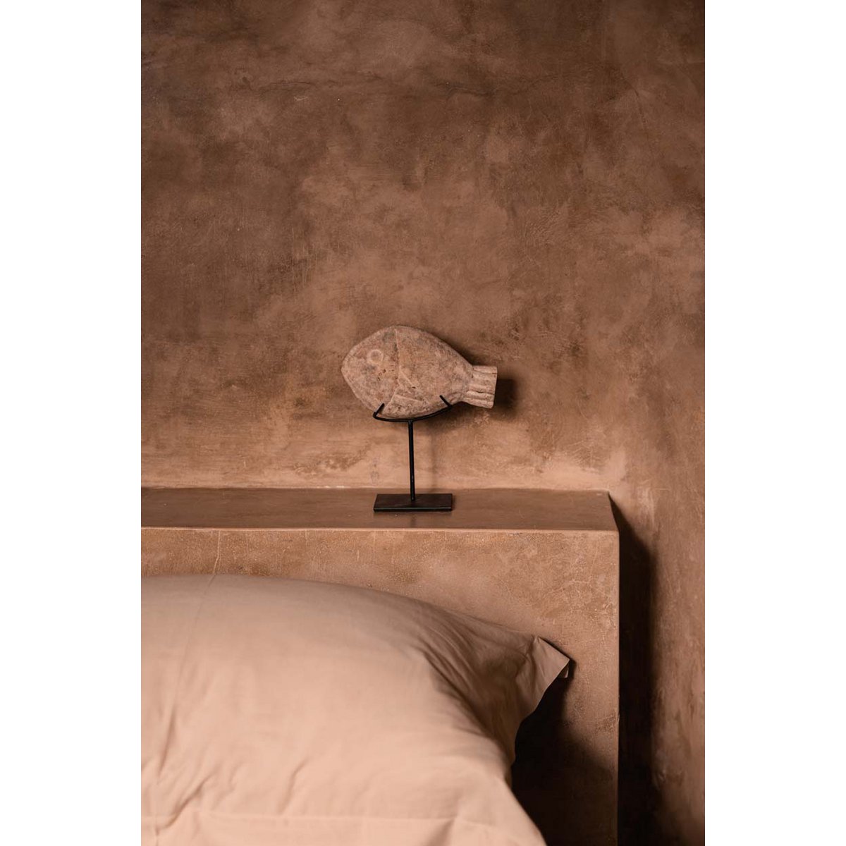 Sandstone Fish Stone Decor on Stand – Small, Natural Texture
