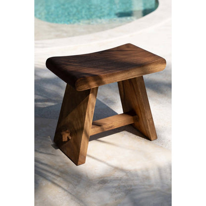 Solid Suar Wood Stool – Natural Finish, 50cm