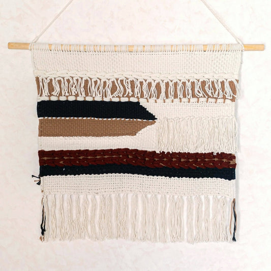 Macrame Κρεμαστό Τοίχου - Μεγάλη Υφαντή Boho Διακόσμηση, 120x95 cm