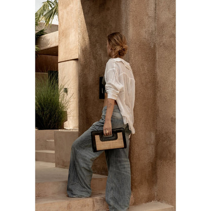 The Riviera Noir Clutch - Natural Black