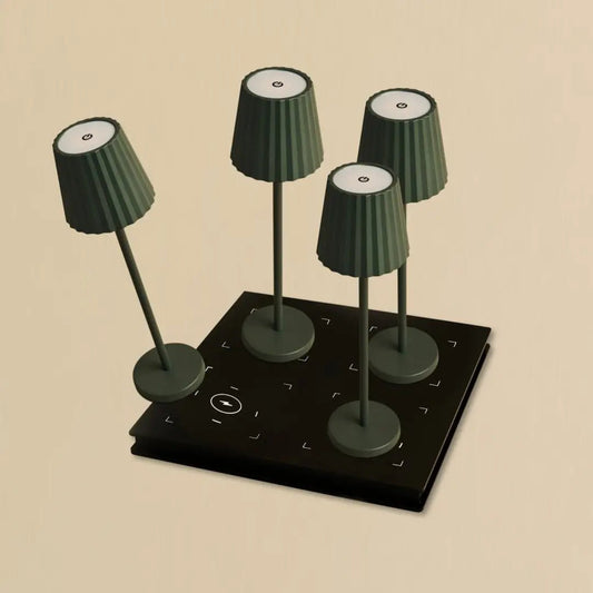 Επαναφορτιζόμενα Επιτραπέζια Φωτιστικά Olive Green Combi Set με Σταθμό Φόρτισης