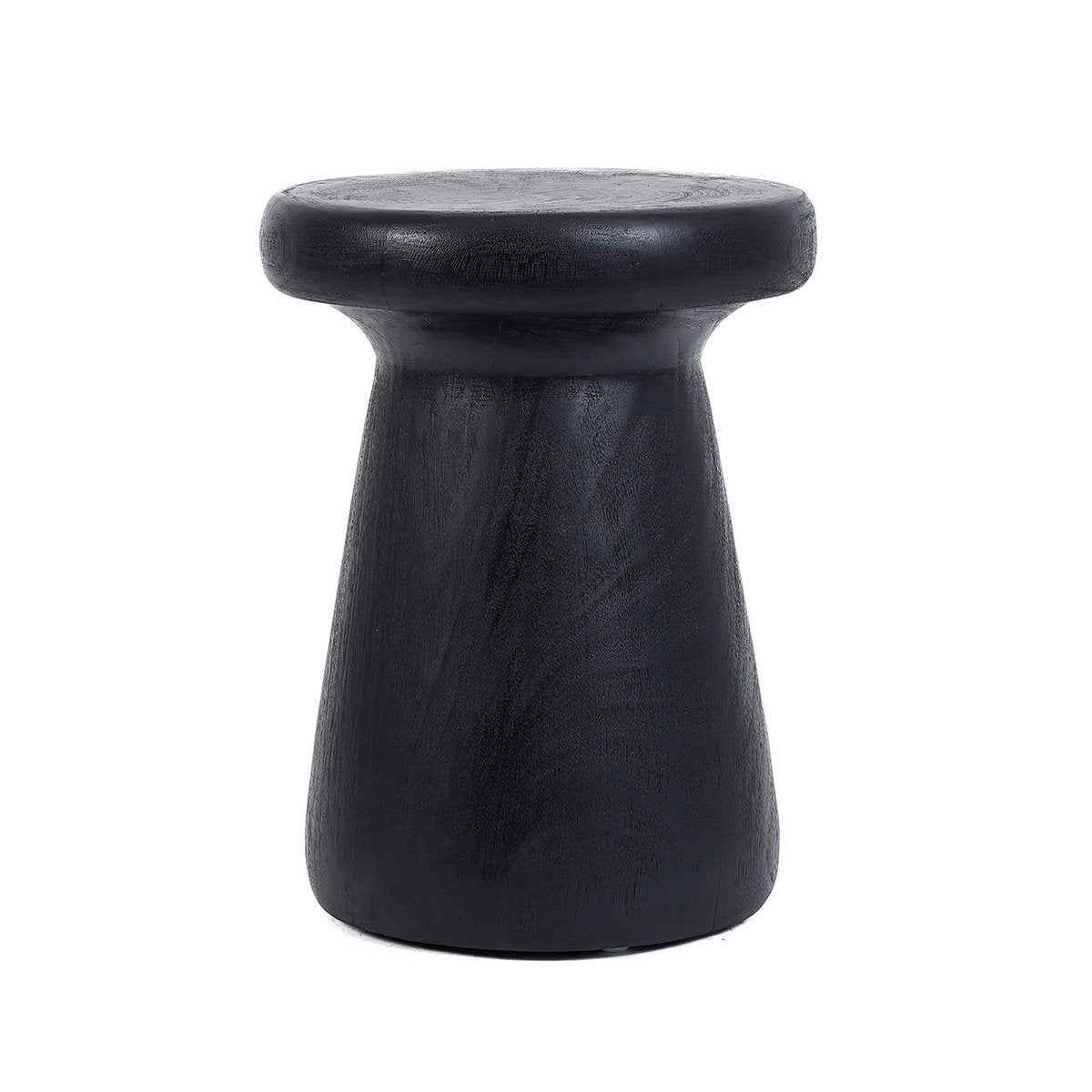 Suar Wood Stool - Black Minimalist Accent Stool