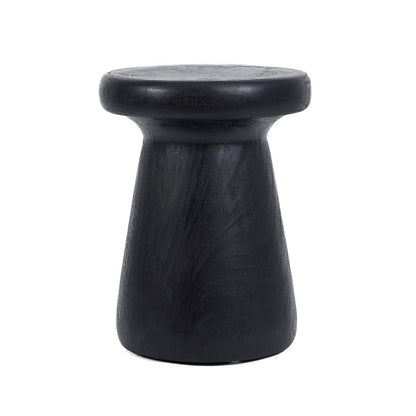 Suar Wood Stool - Black Minimalist Accent Stool