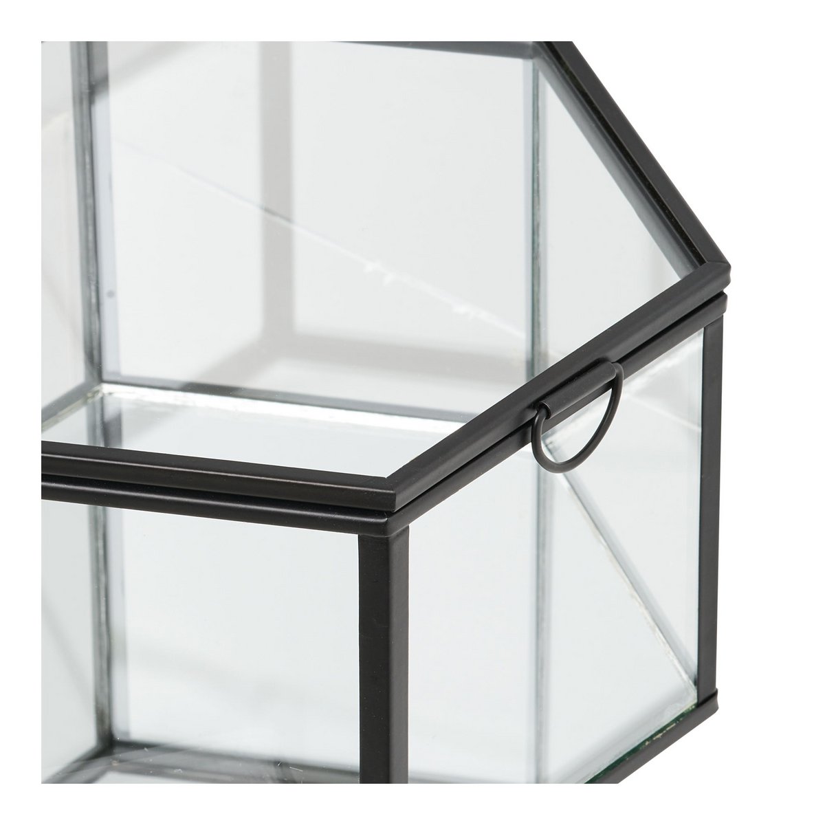 Glass and Metal Storage Box Set - Clear & Black, Set of 2