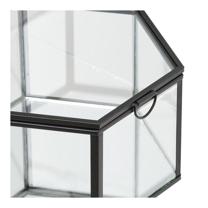 Glass and Metal Storage Box Set - Clear & Black, Set of 2