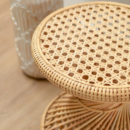 Rattan Side Table - Round Coffee Table LUHU Ø45cm - Beige