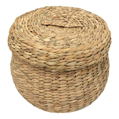 Water Hyacinth Storage Basket - Natural Rustic Woven Basket, ø30x26.5 cm