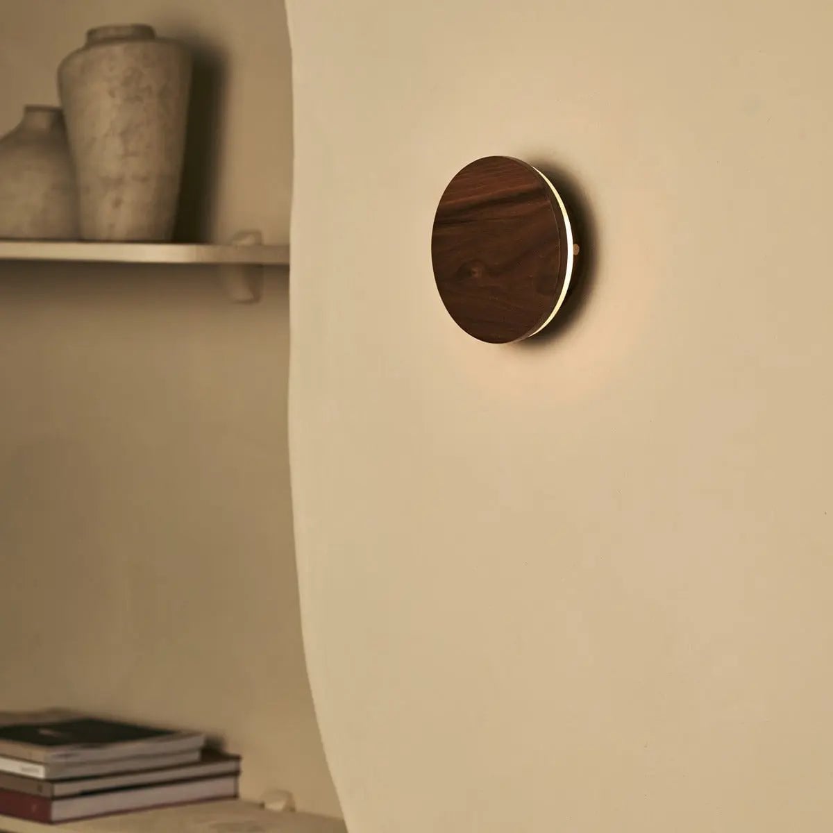 Walnut Cordless Wall Light - Rechargeable Dimmable Touch Light
