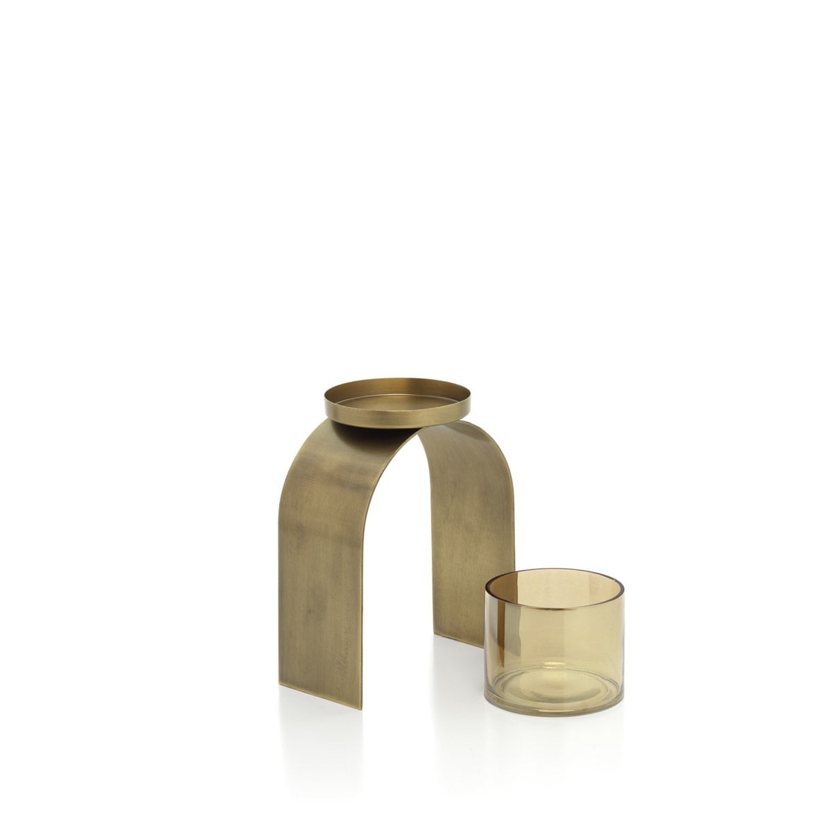 Brass Tea Light Holders - Gold Bow Glow Set of 2