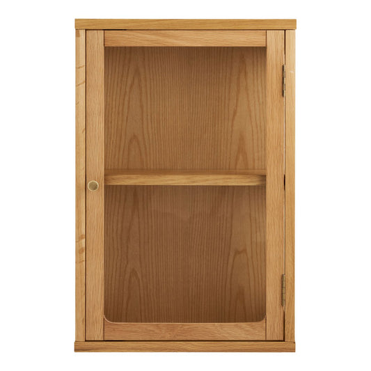 Zamora Wall hanging cabinet, oak/oak veneer/tempered glass, natural, 20x40x60 cm