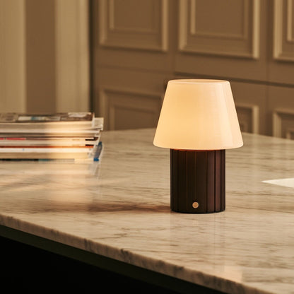 Cordless Table Lamp - Dark Brown Rechargeable Lamp with 3 Light Modes