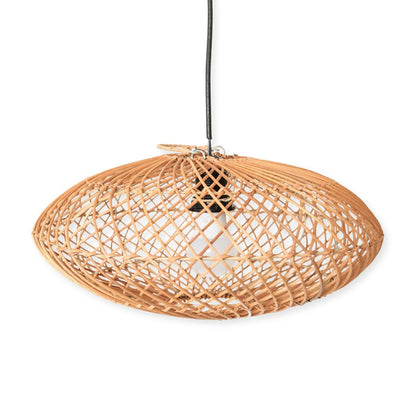 Lámpara de ratán – Lámpara colgante bohemia – Lámpara de techo natural – Lámpara de disco – Lámpara de techo plana tejida a mano (Ø 40 cm) ARANA