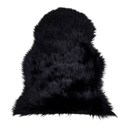 Faux Lambskin Rug - Black Polyester Accent Rug, 50x85 cm