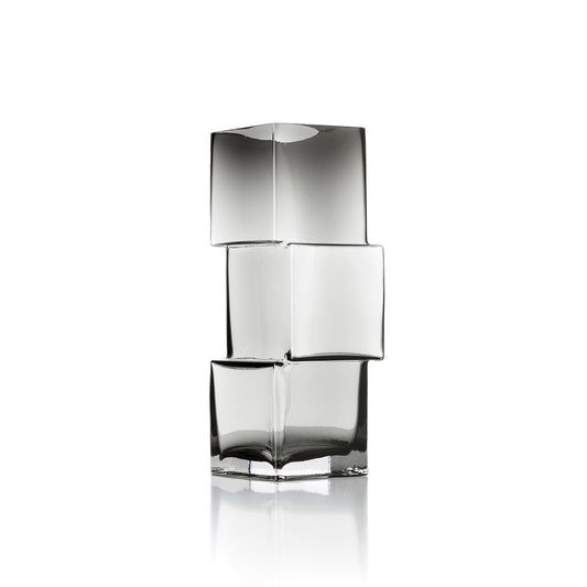 Recycled Glass Vase - Dark Grey Rummikub Cube Vase - Large