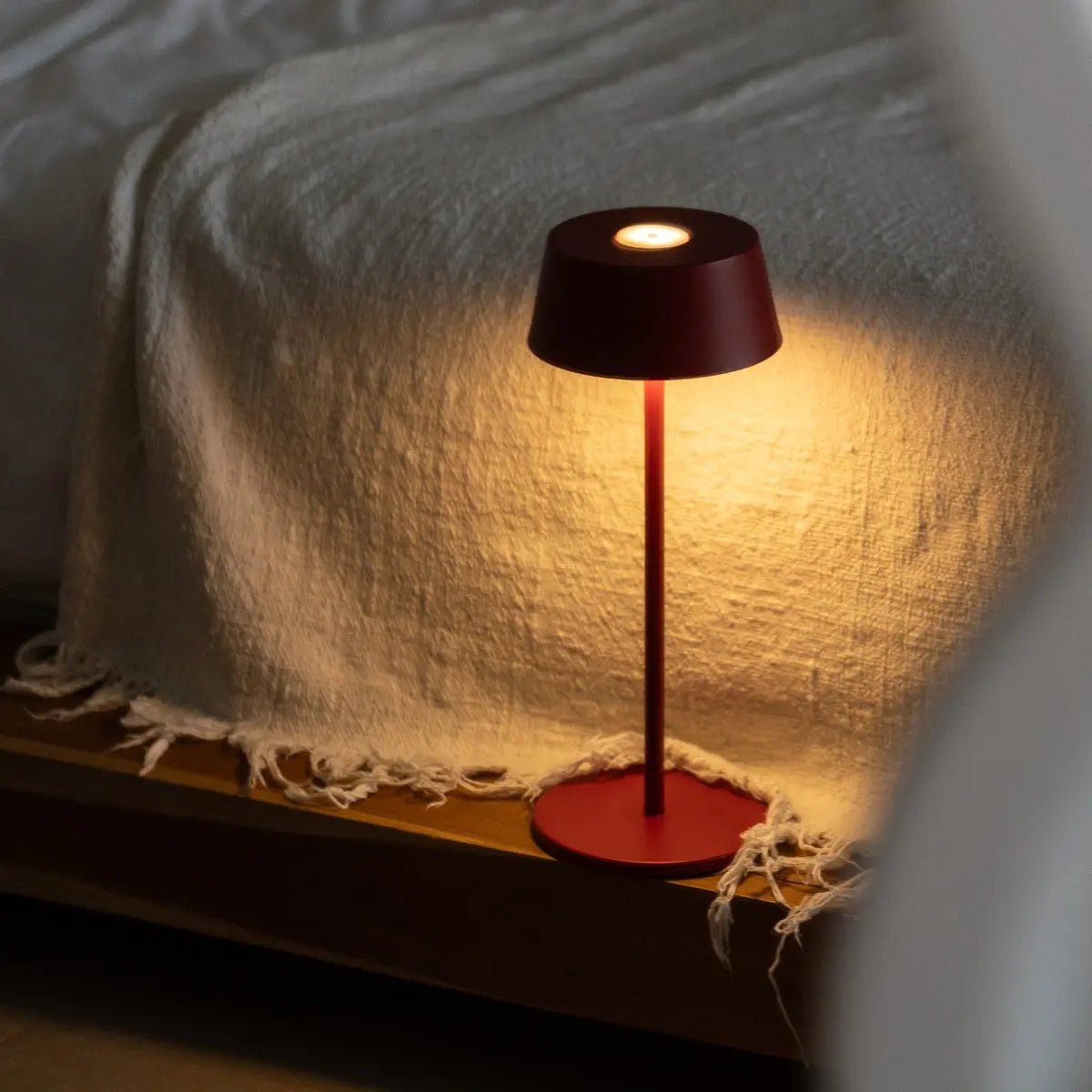 Hugo Berry Red Rechargeable Table Lamp | Dimmable, Stylish & Cordless