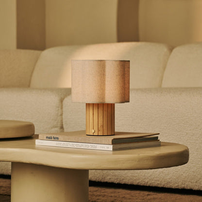 Linen Rechargeable Table Lamp - Light Brown, Cordless & Adjustable