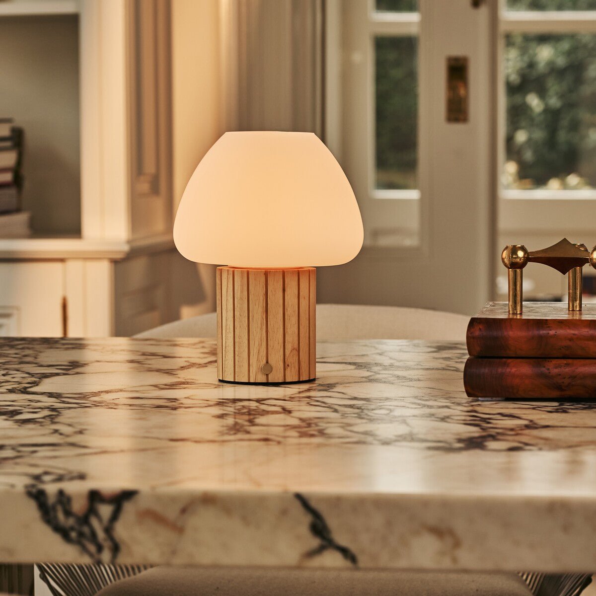 Romée Light Brown Rechargeable Table Lamp | Modular Lampshade, Dimmable & 3 Light Colors