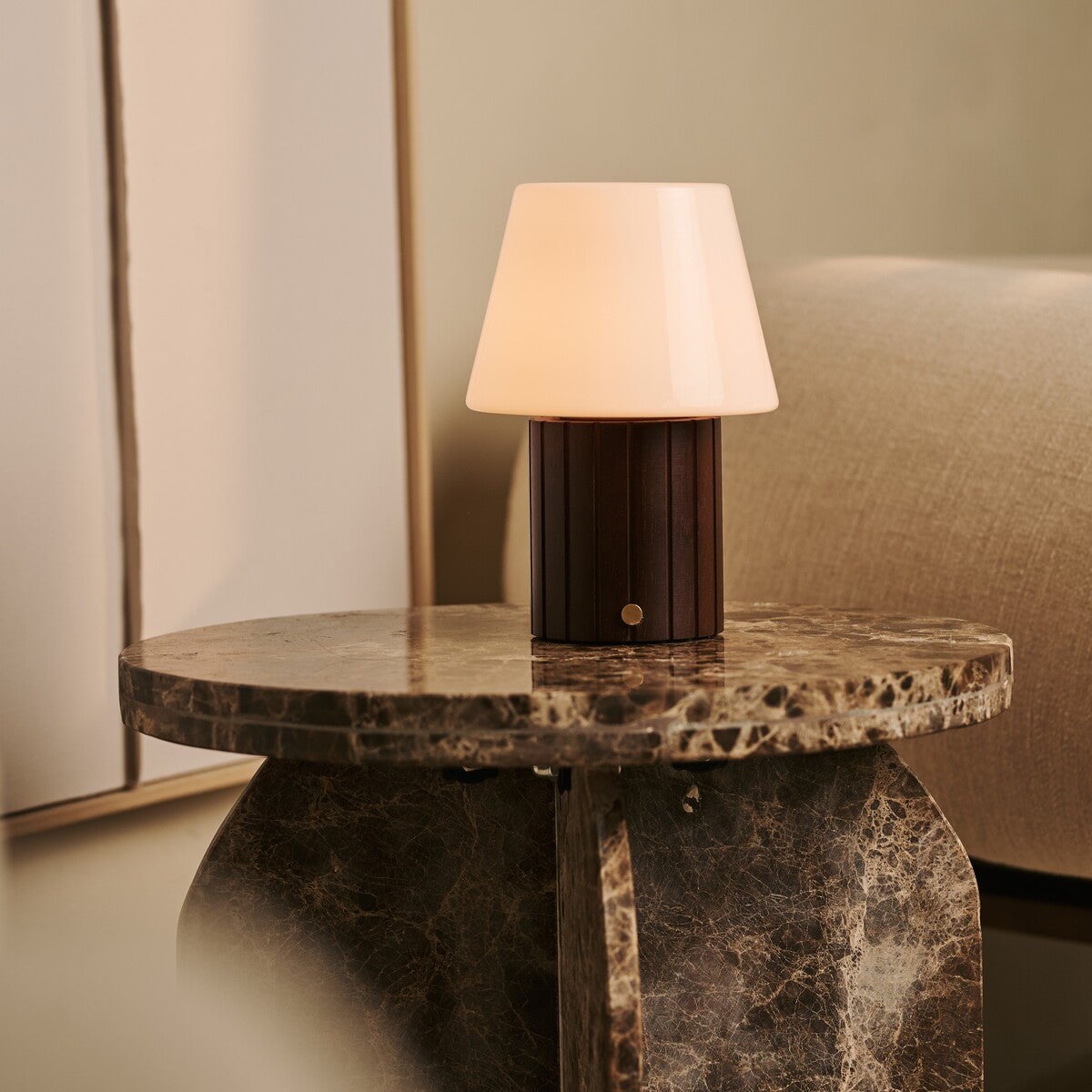 Cordless Table Lamp - Dark Brown Rechargeable Lamp with 3 Light Modes