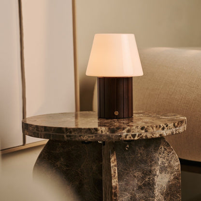 Cordless Table Lamp - Dark Brown Rechargeable Lamp with 3 Light Modes