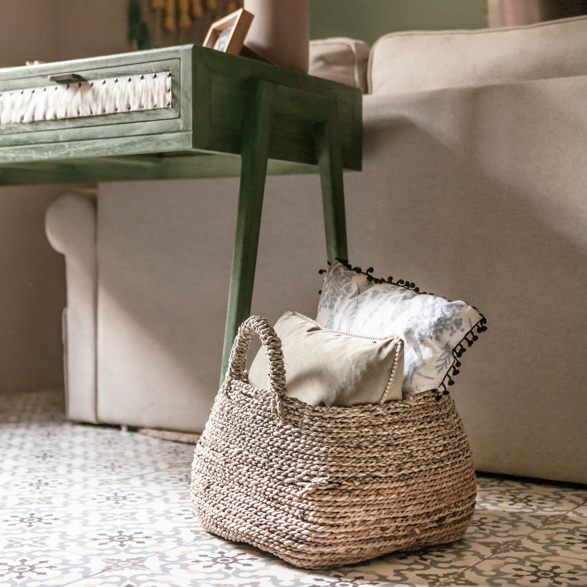 Banana Fiber Storage Basket - Seagrass Laundry & Plant Basket, 3 Sizes