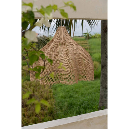 Rattan Pendant Light - Natural Handwoven Hanging Lamp - Medium